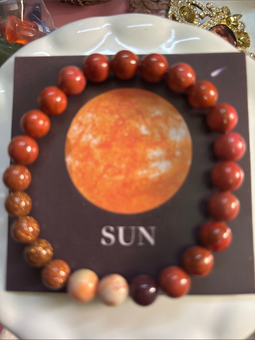 Sun Planet 8mm Bead Bracelet by